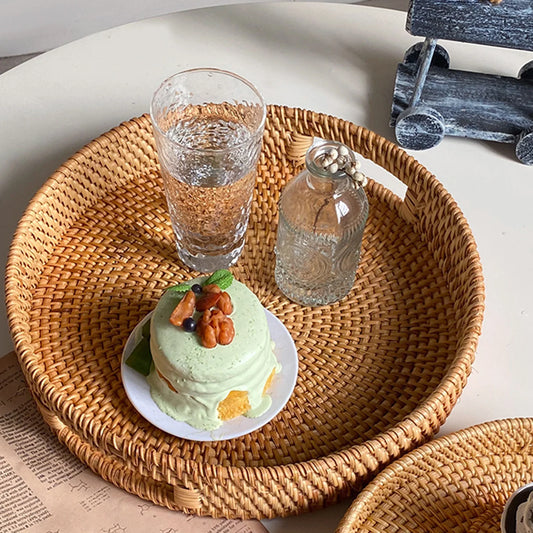 Round Rattan Tray