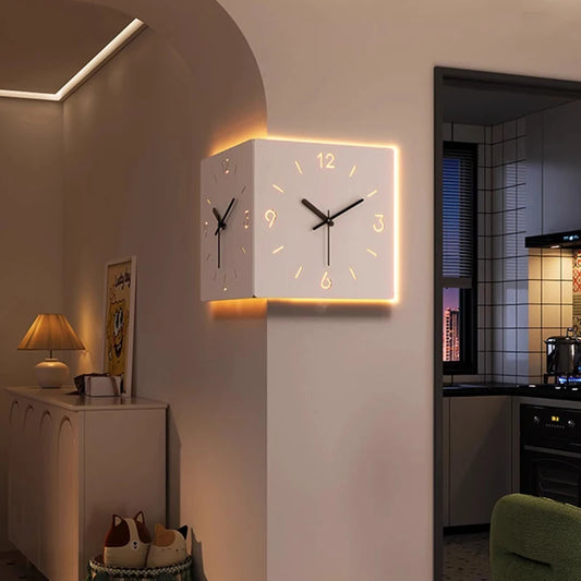 Dual-Sided Corner Wall Clock