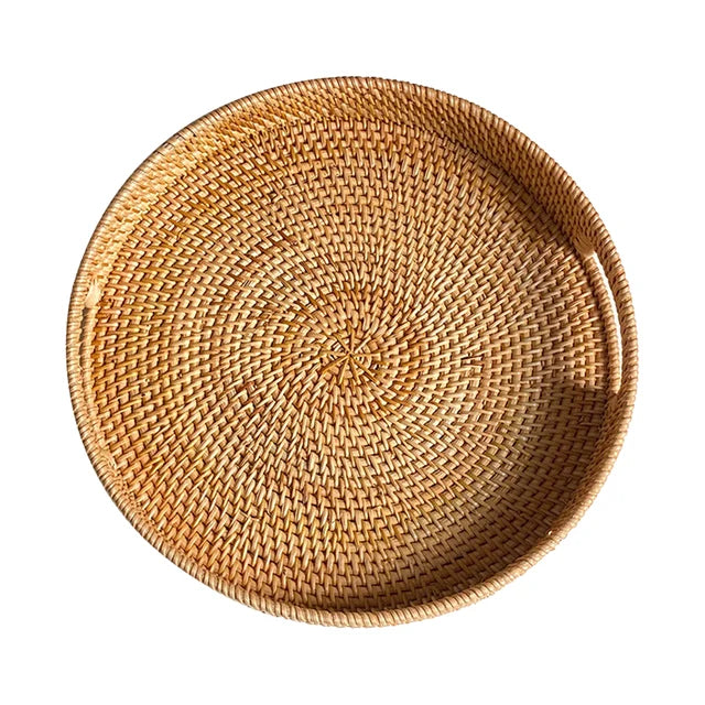 Round Rattan Tray