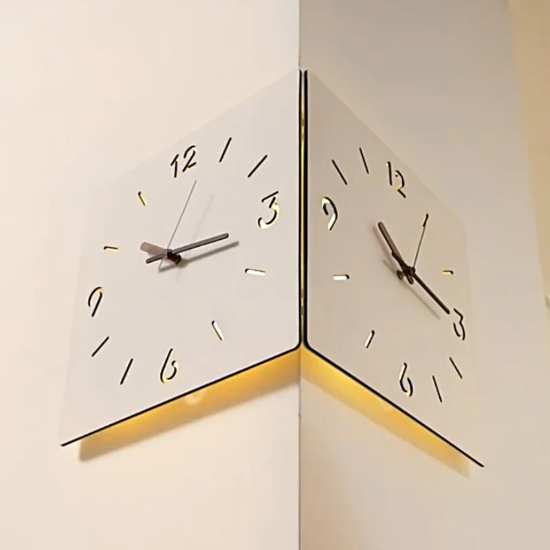 Dual-Sided Corner Wall Clock
