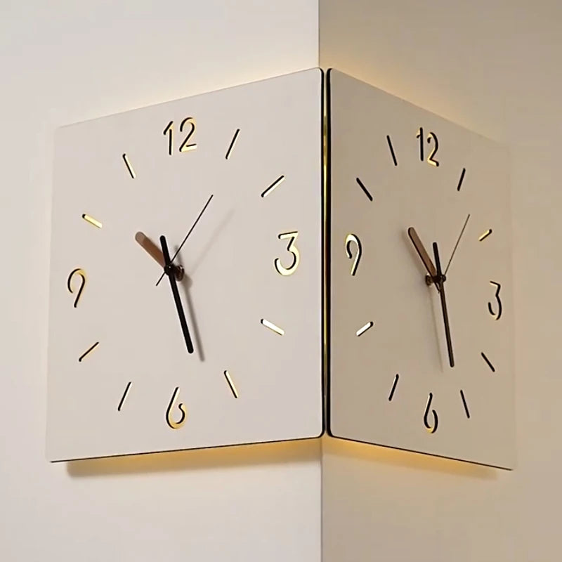 Dual-Sided Corner Wall Clock